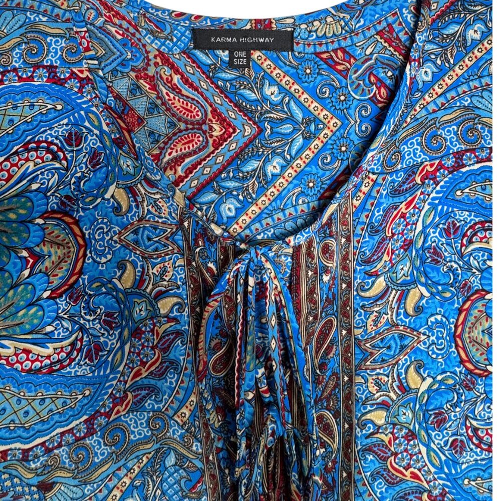 KARMA HIGHWAY PAISLEY GORPCORE MIDI DRESS BOHO GRANOLA SCANDI GIRL OS - Picture 5 of 7